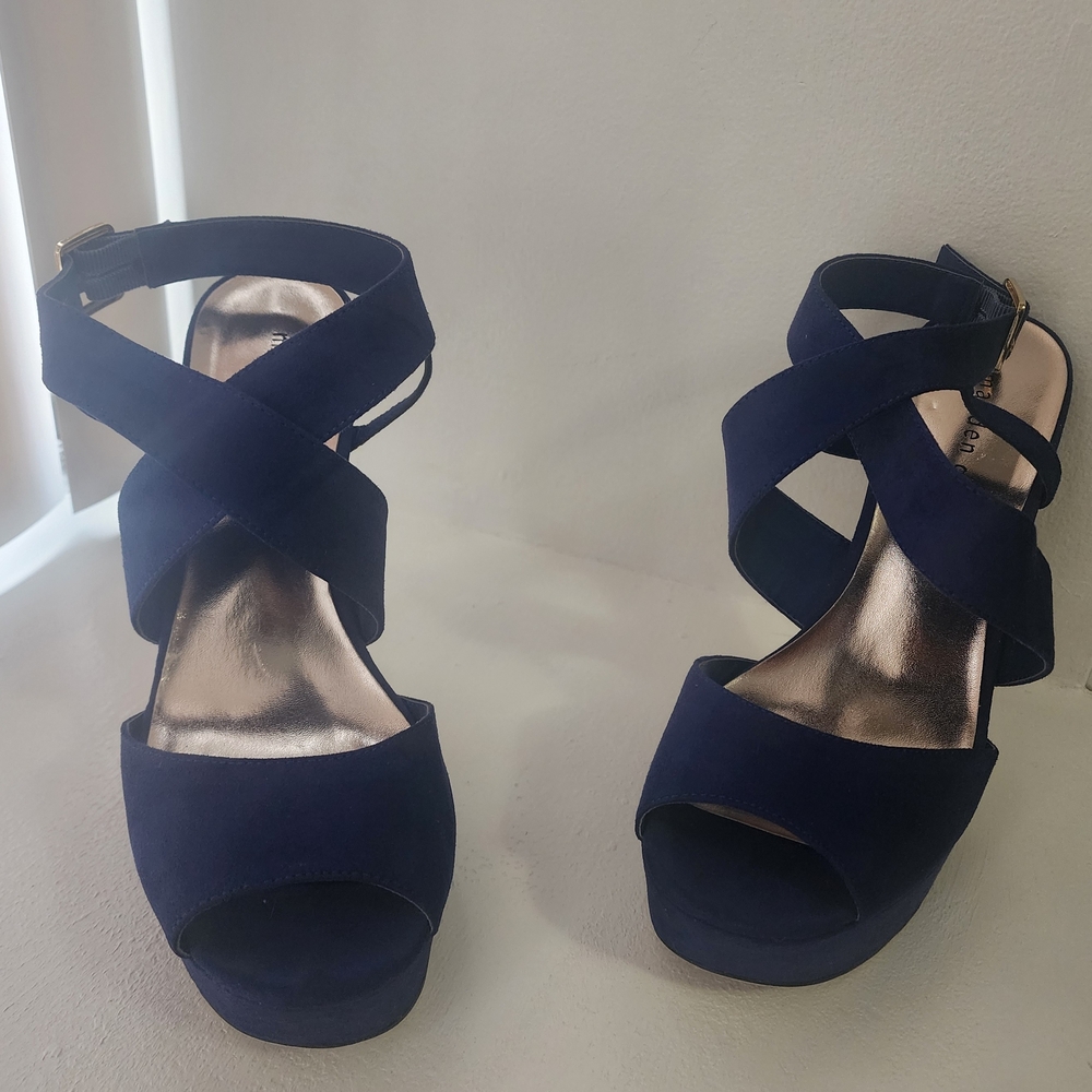 Madden Girl Navy Crisscross Platform Heels